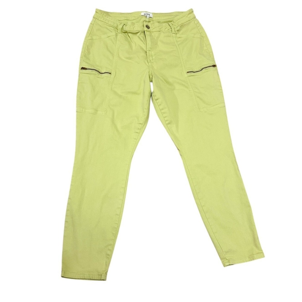 Pistola Jeans Women's Size 33 14 Cargo Moto Skinny Crop Lime Green zippers